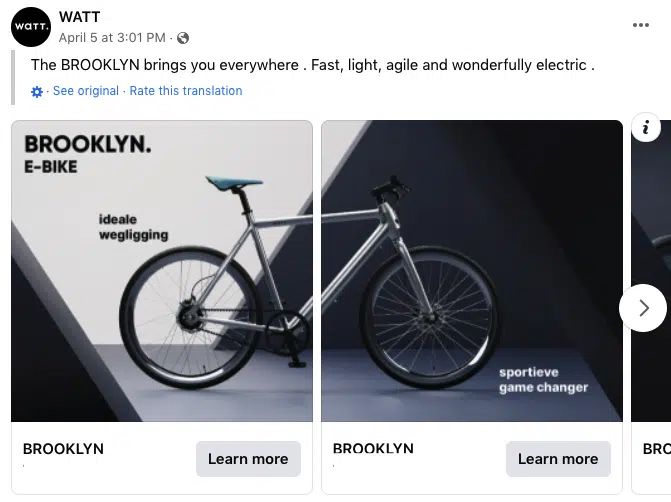 Watt The Best Facebook Carousel Ad Examples