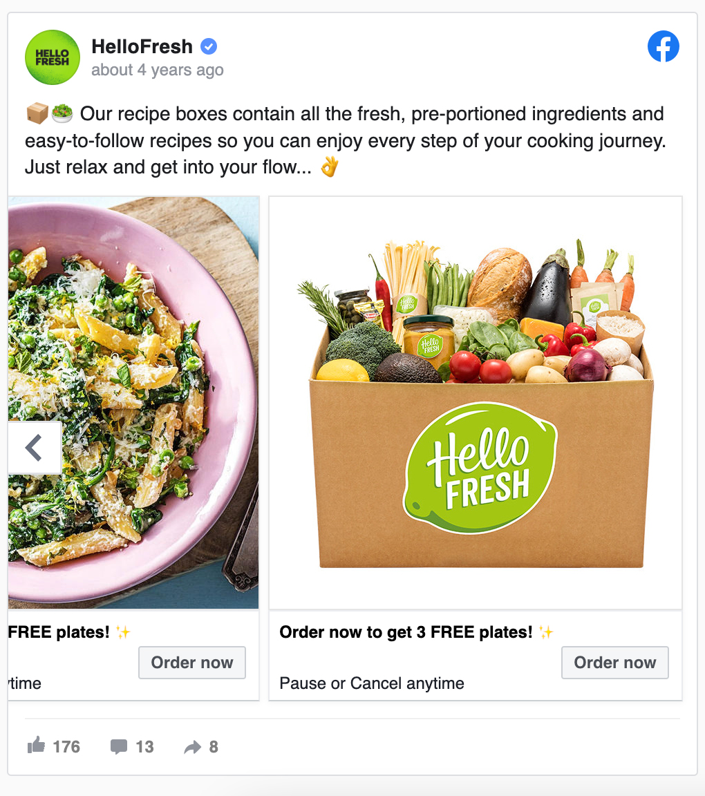 Hello Fresh The Best Facebook Carousel Ad Examples