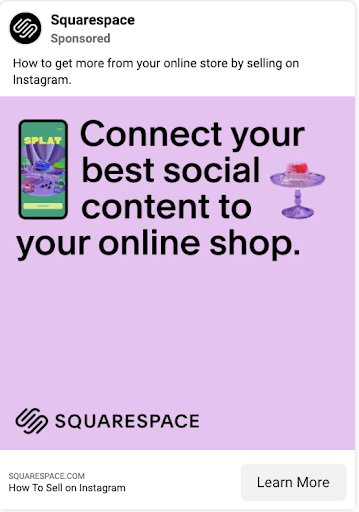 Squarespace Facebook Image Ads examples