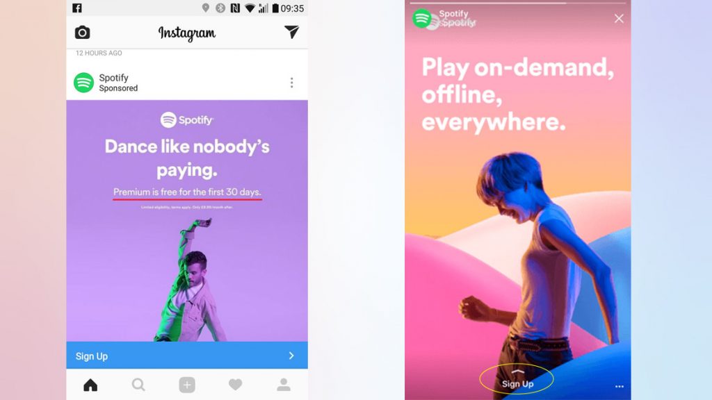 Spotify Instagram Ad CTAs Example