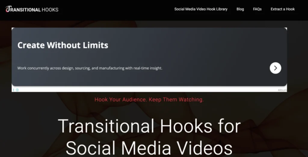 TransitionalHooks.com library for ready-made visual transitions and attention-grabbing hooks for Reels, TikTok, and Shorts.