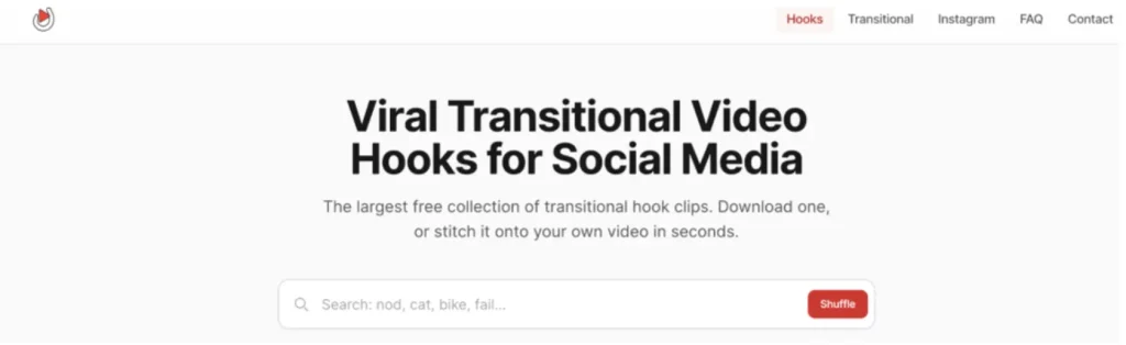 VideoHooks library for downloading transitional hook videos and adding scroll-stopping openings to Reels, TikToks, and Shorts.