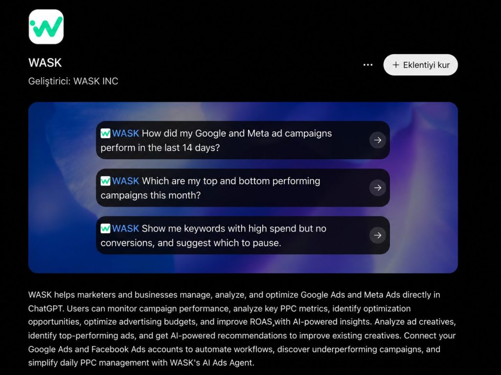 How to Manage Google Ads Campaigns from ChatGPT | WASK 2 How to manage Google Ads campaigns from ChatGPT with AI-powered PPC analysis, reporting, and optimization.